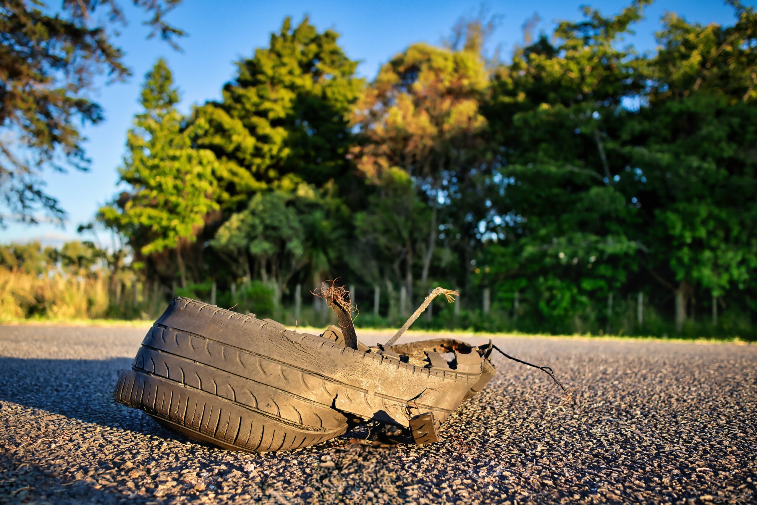 a damaged tire tread